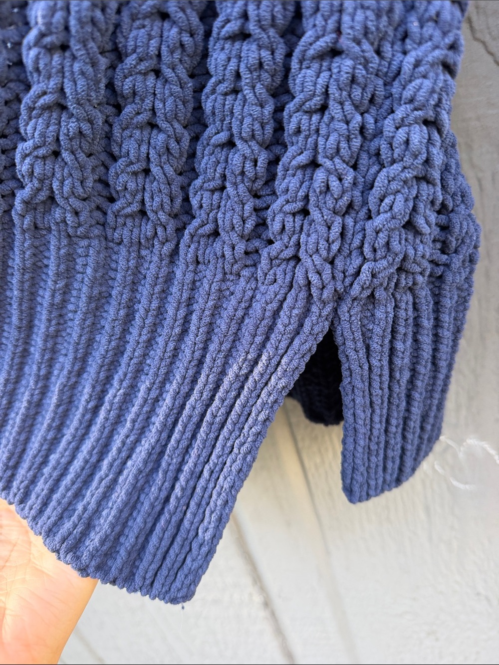 Aerie Navy Half-Zip Cable Knit Chunky Sweater Size: M - Picture 7 of 9